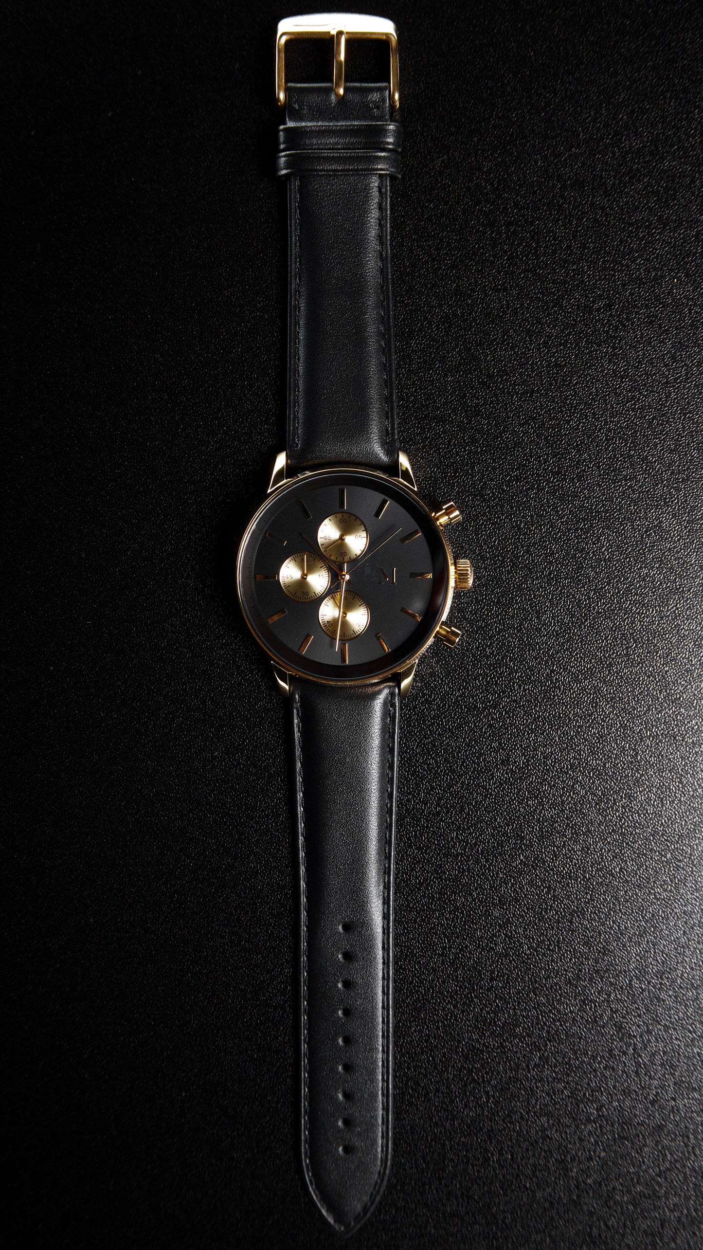 Gold and Black with Black Leather Band
