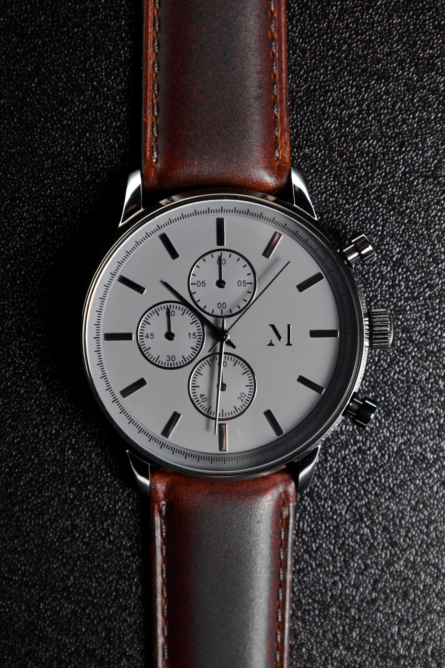 Iron Gray with Brown Leather Band