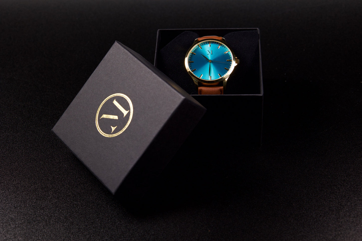 Gold and Turquoise with Brown Leather Band